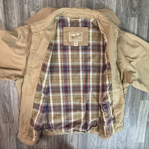 Woolrich Original Outdoorwear Flannel Lined Men's Jacket Dark Khaki Large - Picture 6 of 6